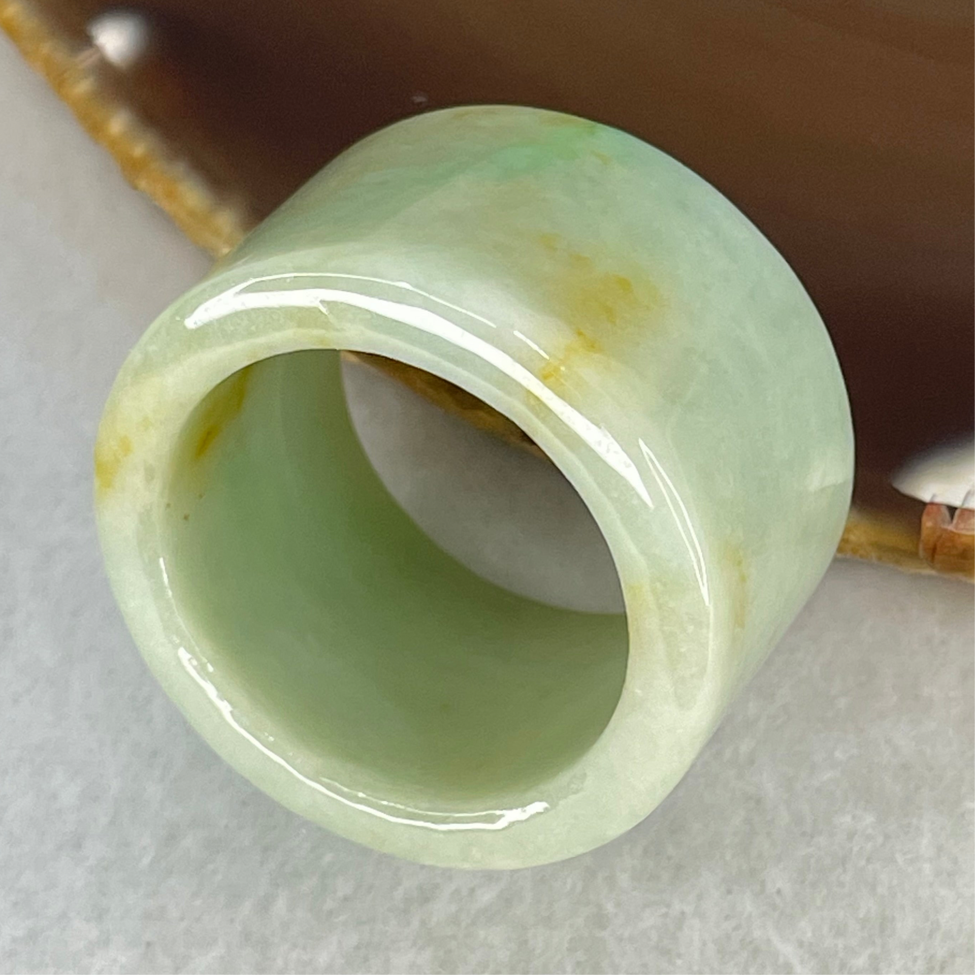 Type A Blueish Green with Brown Patches Jadeite Ring 19.83g 18.6 by 4.5mm US13.5/HK30.5 - Huangs Jadeite and Jewelry Pte Ltd