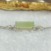 Type A Icy Light Green Jadeite Wu Shi Pai with Crystals in S925 Sliver Bracelet 5.06g 16.6 by 7.4 by 2.5mm - Huangs Jadeite and Jewelry Pte Ltd