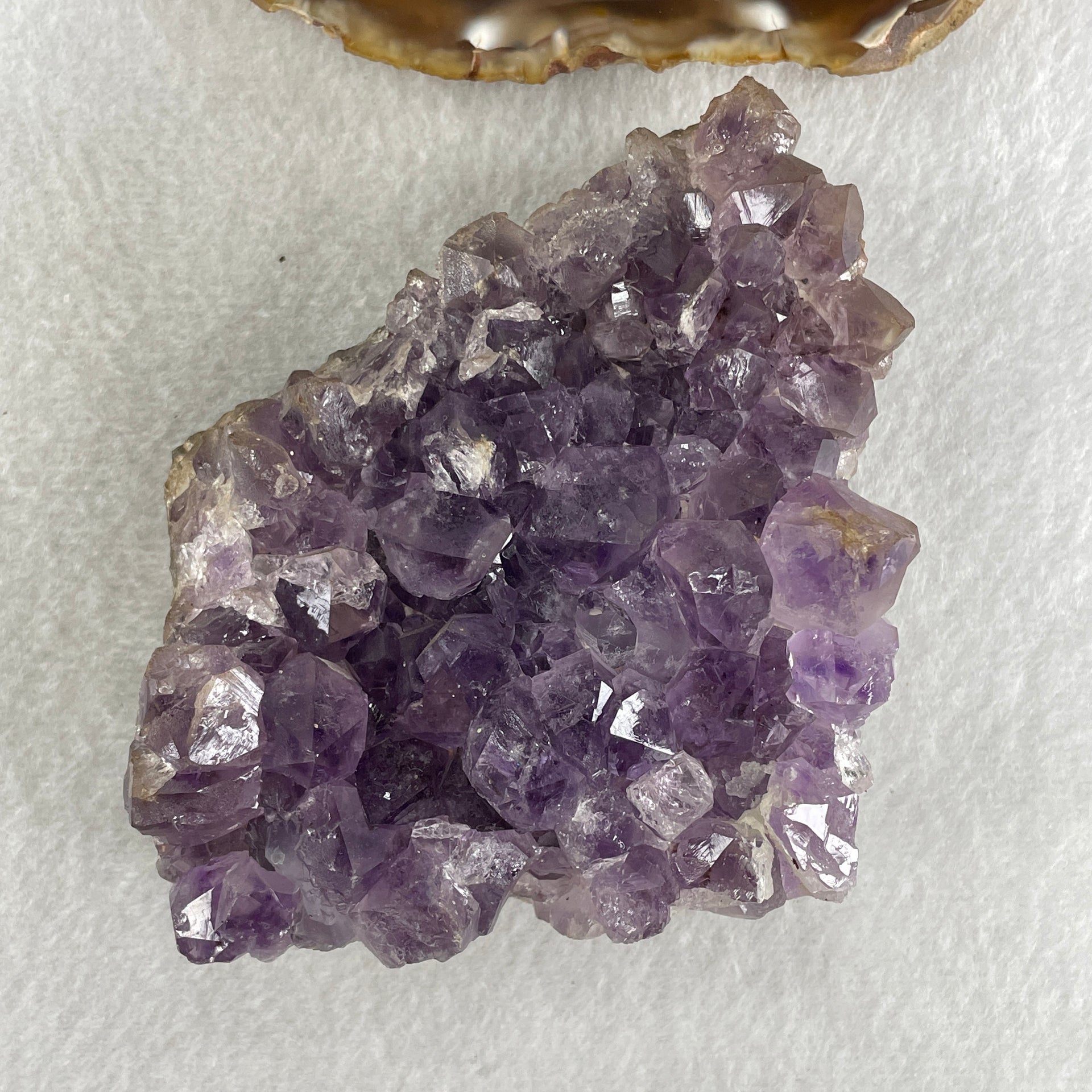 Natural Amethyst Crystal Cluster Display with Wooden Stand 520.8g 124.8 by 76.9 by 110.0mm - Huangs Jadeite and Jewelry Pte Ltd