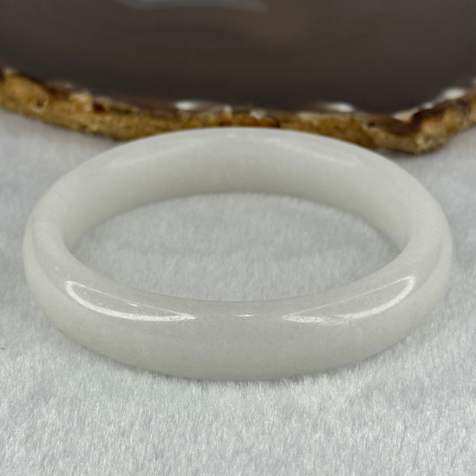 Natural White Jade Crystal Bangle 52.73g Internal Diameter 60.3mm 14.2 by 8.4mm - Huangs Jadeite and Jewelry Pte Ltd
