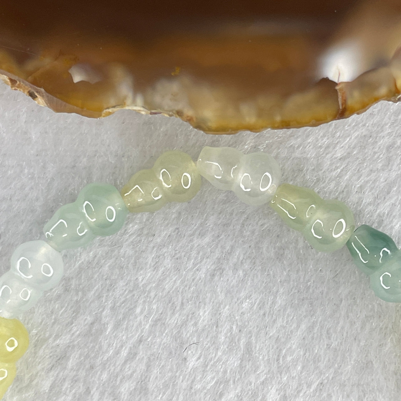 Natural Type A Icy Multi-Color Jadeite Bracelet | 21-Piece Hulu Gourd Shape Beads (10.12g, 17cm, 5.9mm)