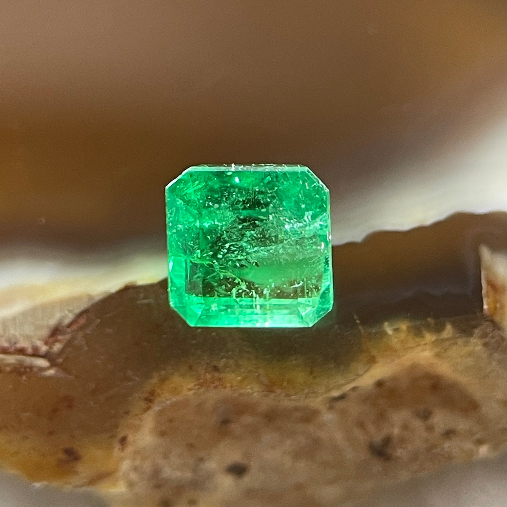 Natural Colombia Vivid Green Emerald (Beryl) Cut-Cornered Square Step cut 0.49ct 4.6 by 4.4 by 3.3mm - Huangs Jadeite and Jewelry Pte Ltd