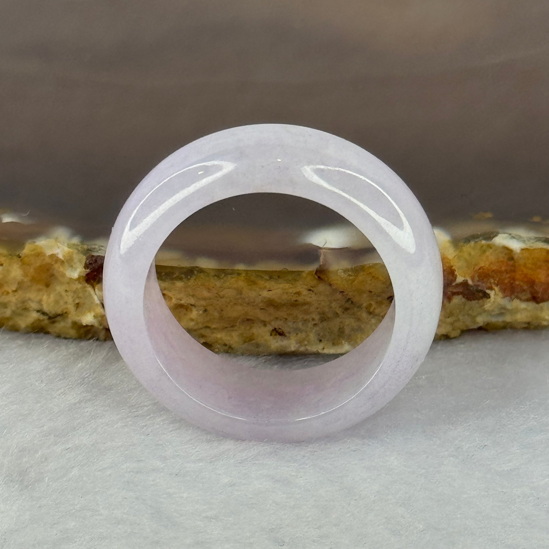 Type A Light Lavender Jadeite Ring 6.10g 8.6 by 3.8mm US9.5 HK21 - Huangs Jadeite and Jewelry Pte Ltd