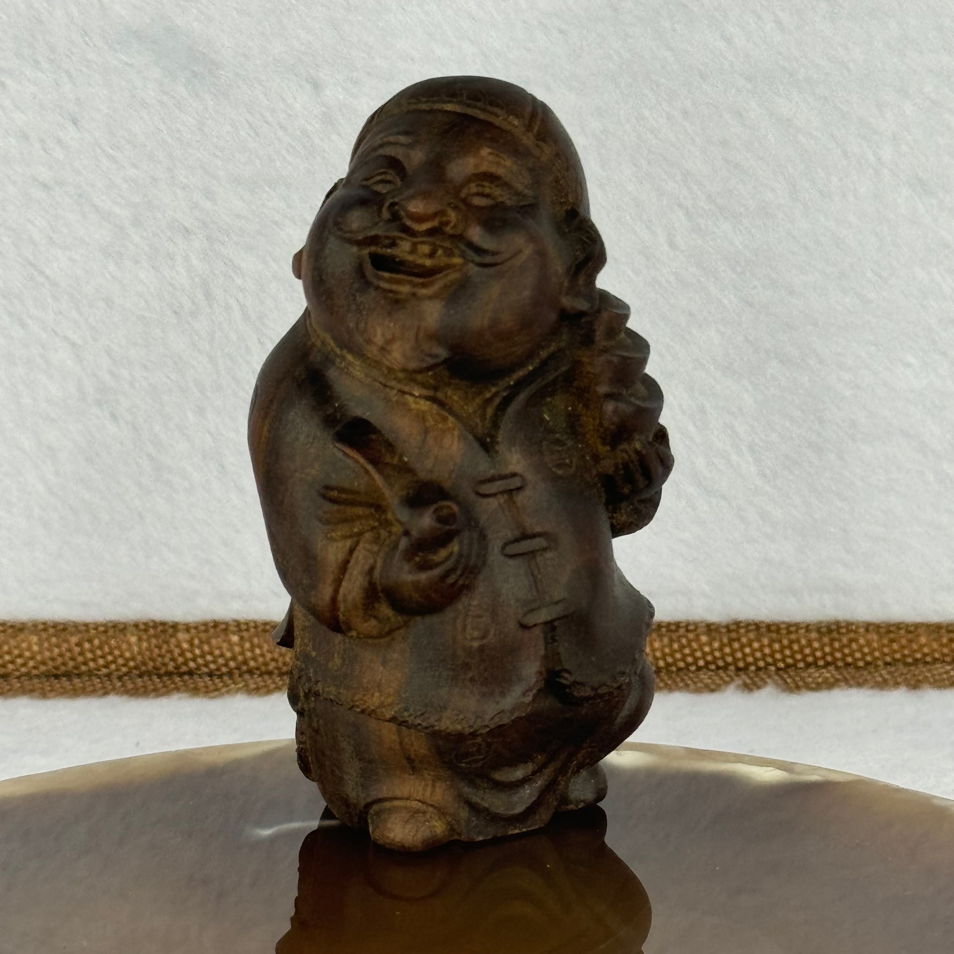 Natural Agarwood Boss Wooden Display 天然沉香钱老板摆件 39.24g 67.7 by 37.6 by 32.4mm - Huangs Jadeite and Jewelry Pte Ltd