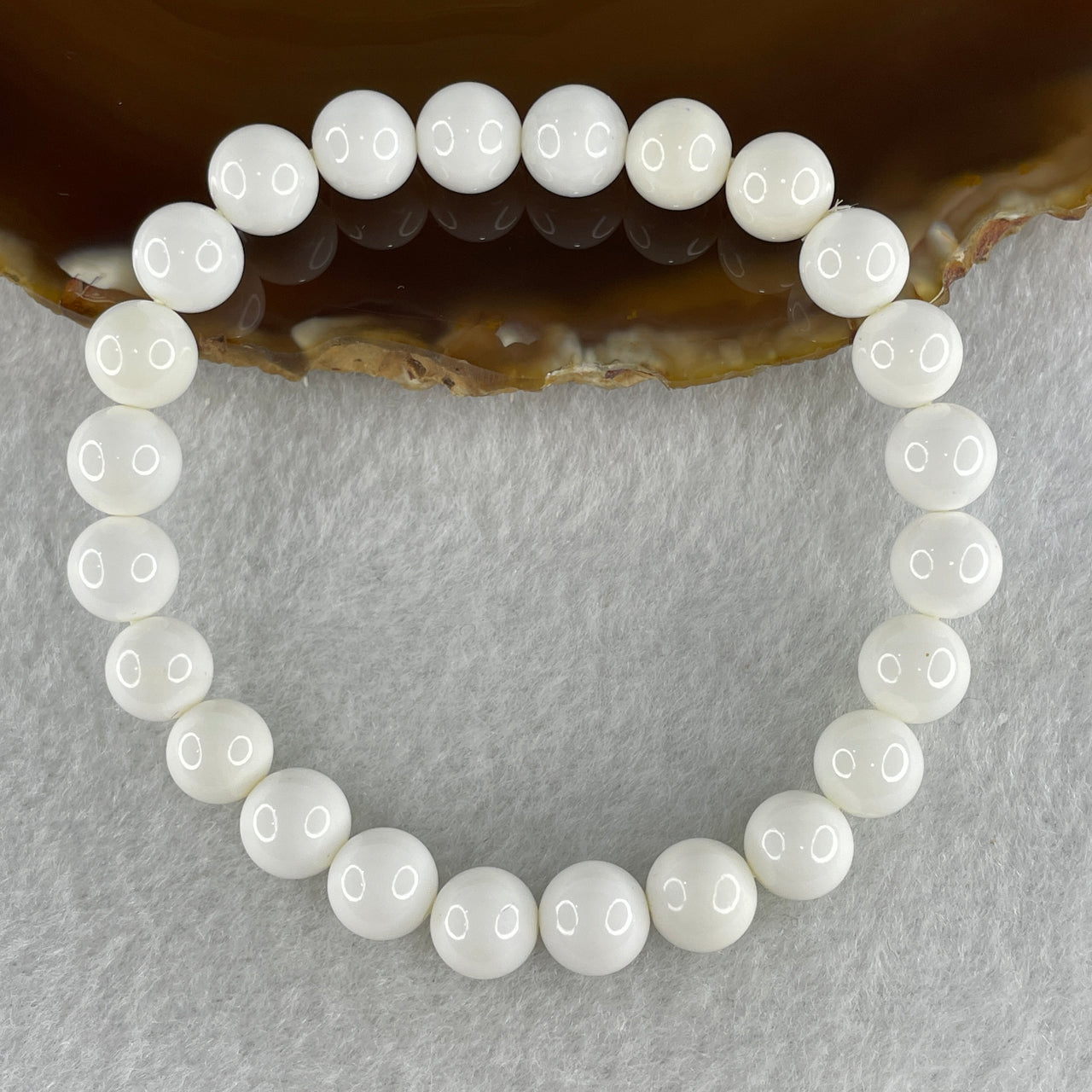 Natural Tridacna Sea Shell Beads Bracelet 20.06g 16.5cm 8.4mm 24 Beads