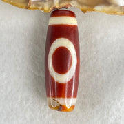 Natural Powerful Tibetan Old Oily Red White Agate One Eye Wood Element Dzi Bead Heavenly Master (Tian Zhu) 一眼木元素天珠 10.52g 38.1 by 13.3mm - Huangs Jadeite and Jewelry Pte Ltd
