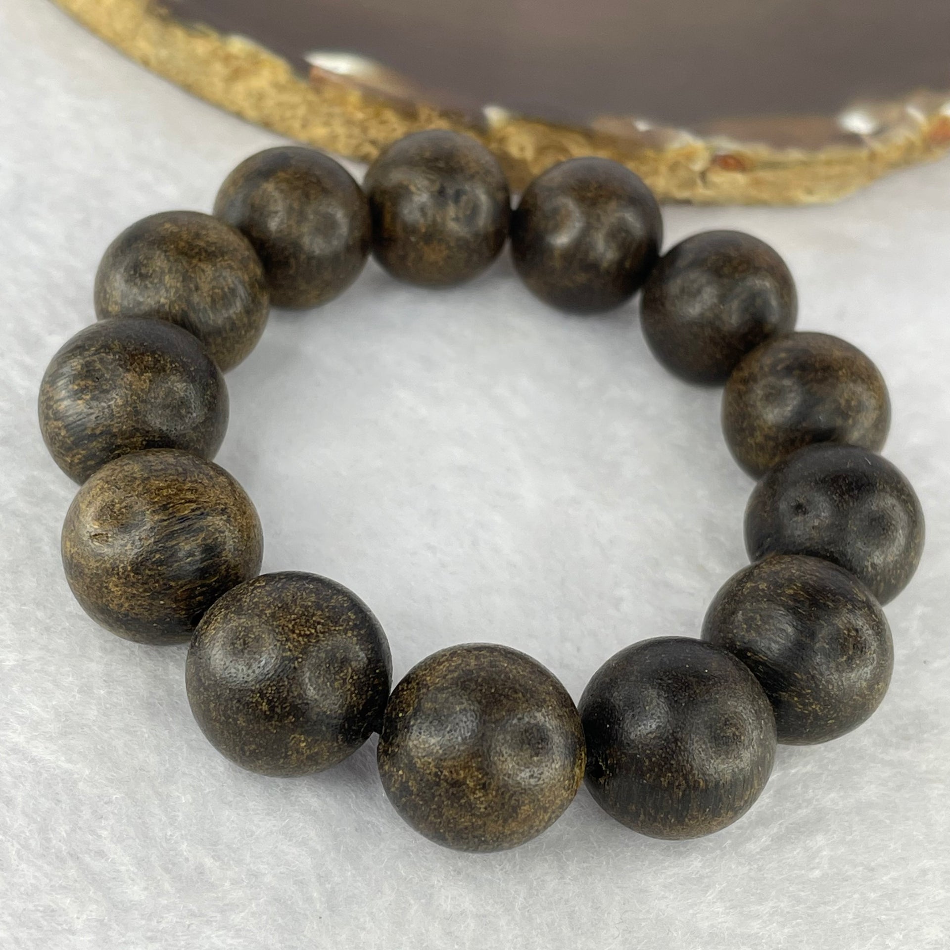Natural Old Wild Indonesia Agarwood Beads Bracelet (Sinking Type) 天然老野生印尼沉香珠手链 28.94g 16.1 mm 13 Beads - Huangs Jadeite and Jewelry Pte Ltd