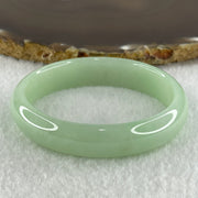 Type A Natural Light Apple Green Jadeite Oval Bangle 36.05g Inner Diameter 53.8mm 13.5 by 6.2mm (Close to Perfect) - Huangs Jadeite and Jewelry Pte Ltd