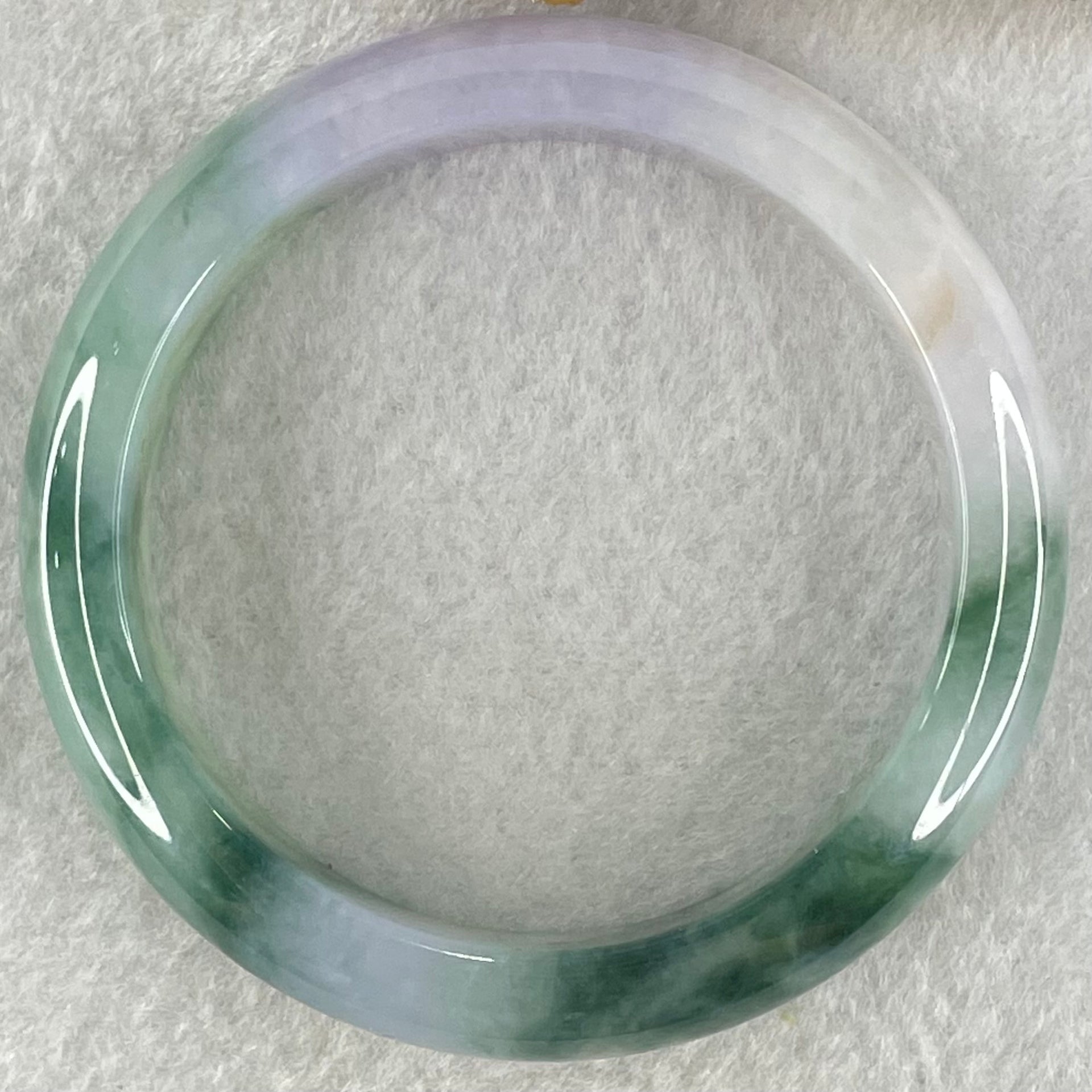 Type A Jelly Bright Lavender with Dark Blueish Green Piao Hua Jadeite Bangle 47.66g Internal Diameter 51.2mm 12.8 by 8.4mm (Very Slight Internal Line) - Huangs Jadeite and Jewelry Pte Ltd