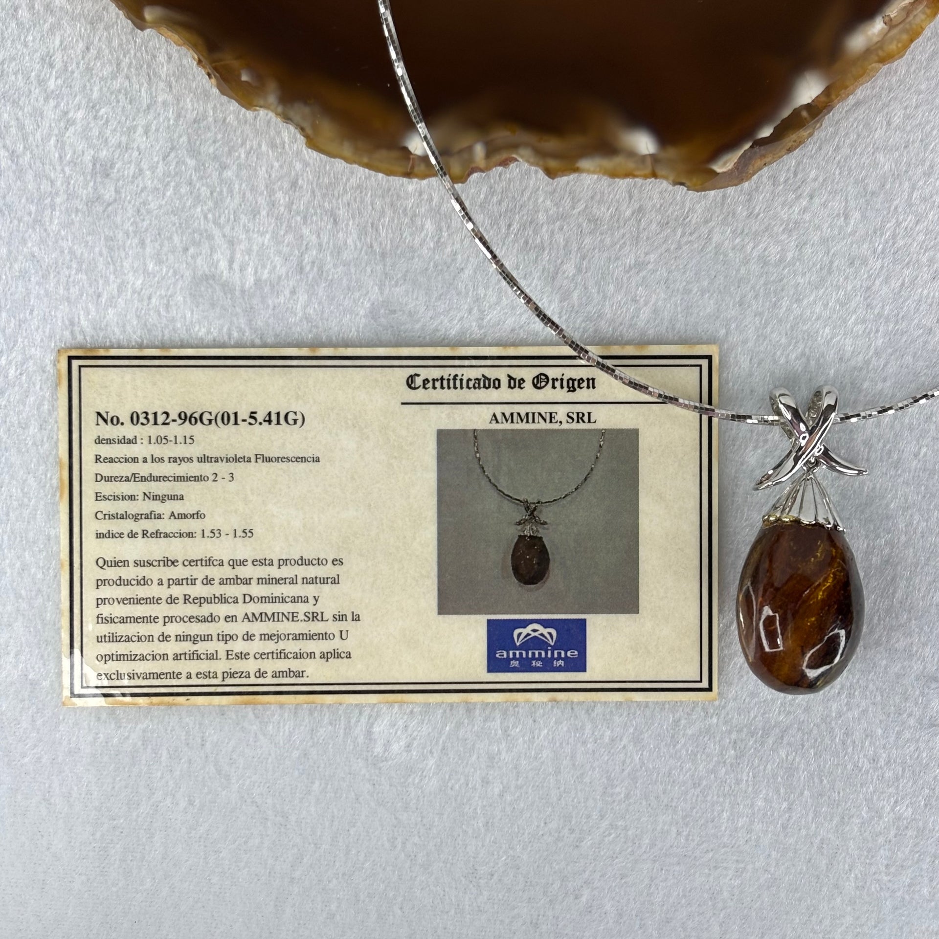 Natural Amber Pendent In S925 Sliver Necklace 15.89g 32.2 by 18.9mm - Huangs Jadeite and Jewelry Pte Ltd