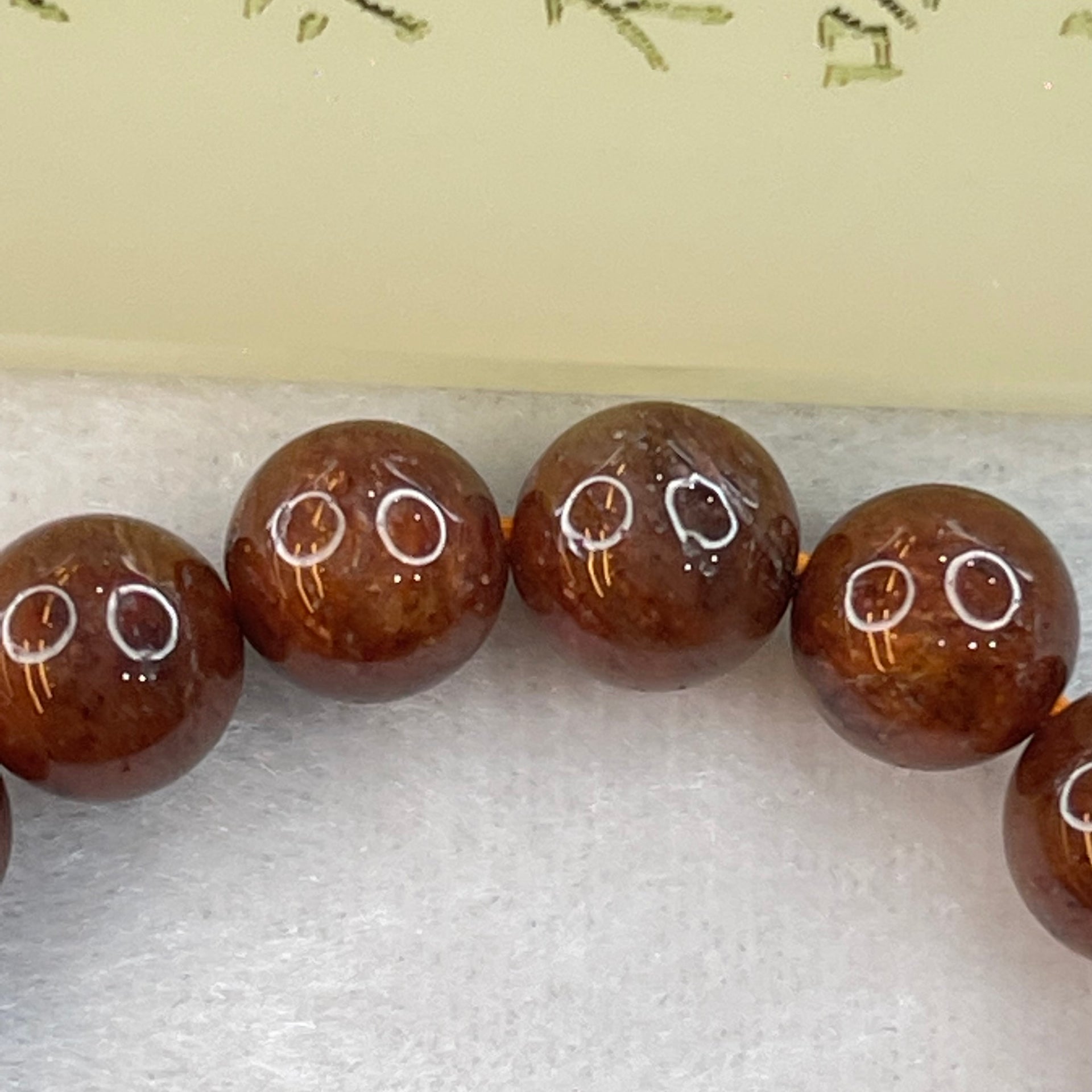 Natural Dark Red Phantom Quartz Bracelet 19.89g 14cm 9.2mm 19 Beads - Huangs Jadeite and Jewelry Pte Ltd