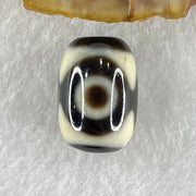 Natural Powerful Tibetan Old Oily Dark Brown With White Agate 3 Eyes Dzi Bead Heavenly Master (Tian Zhu) 三眼天诛 4.44g 17.5 by 12.5mm - Huangs Jadeite and Jewelry Pte Ltd
