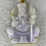 Pre-Love Type A Lavender Jadeite Tu Di Gong in 916 Yellow Gold Setting Large Clasp Inner Diameter 9.3mm suitable for very thick Gold Chain - Huangs Jadeite and Jewelry Pte Ltd