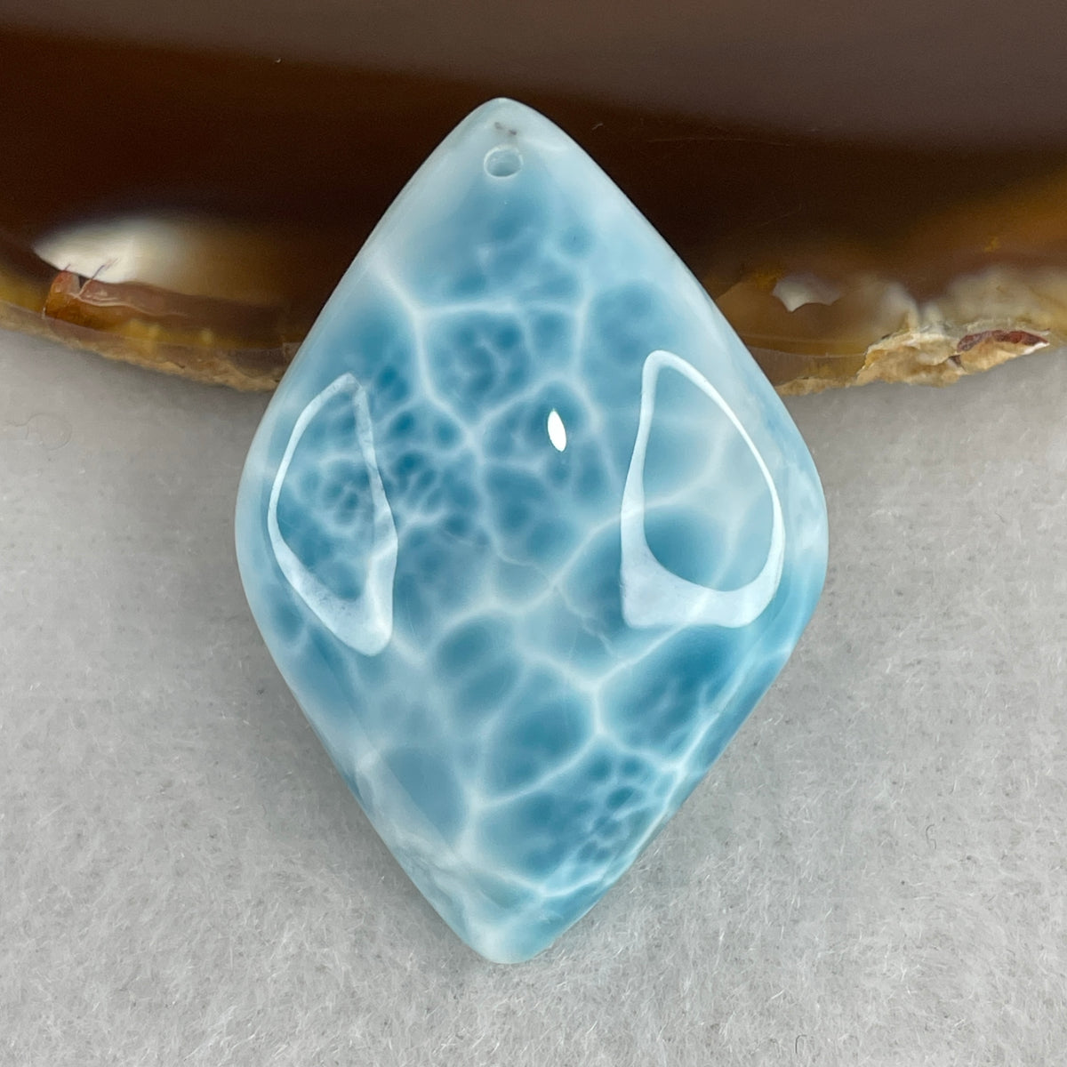 Very Good Grade Natural Larimar Pendant | 39.2mm Master Caribbean Amulet (16.75g | 39.2x26.6x11.0mm)