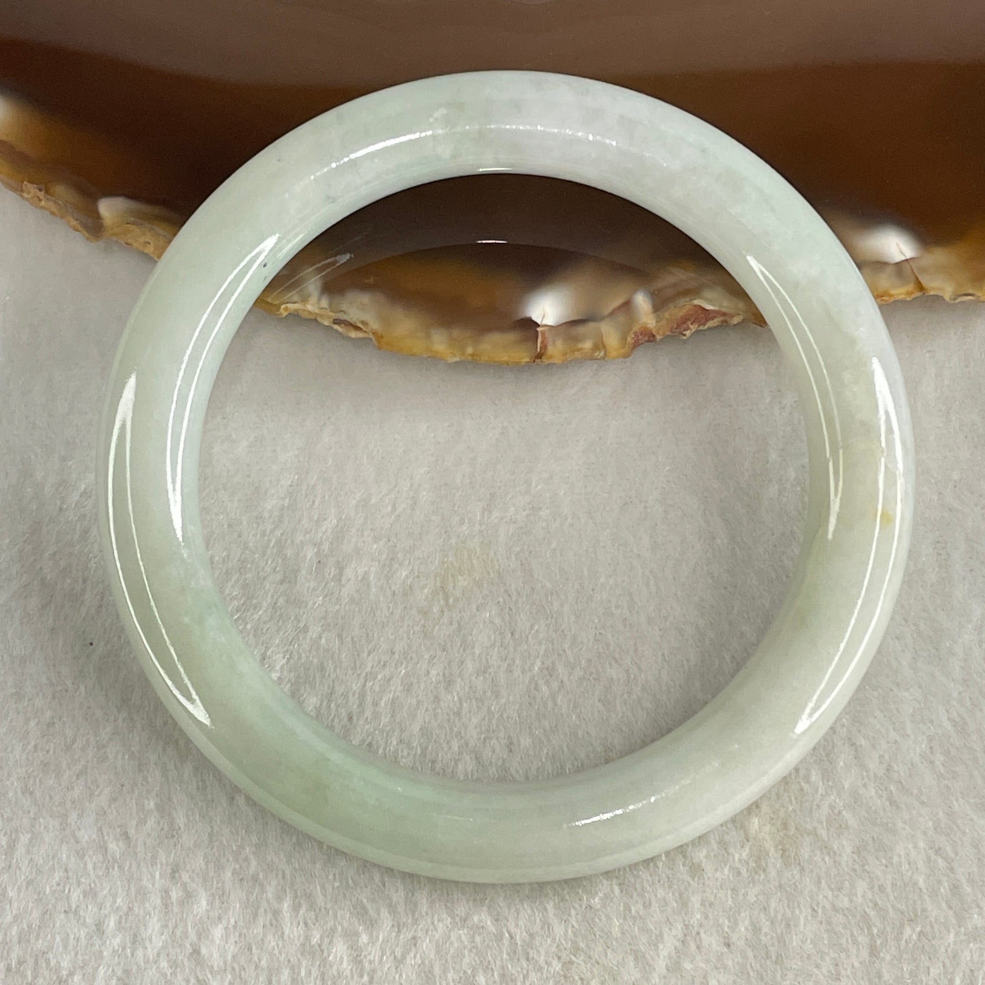 Type A Light Green Jadeite Bangle Internal Diameter 55.3mm 41.257g 8.5 by 8.9mm (External Line) - Huangs Jadeite and Jewelry Pte Ltd
