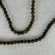 Natural Dark Brown Flower Amber Beads Elastic Necklace 7.50g 50cm 5.2mm 107 Beads - Huangs Jadeite and Jewelry Pte Ltd