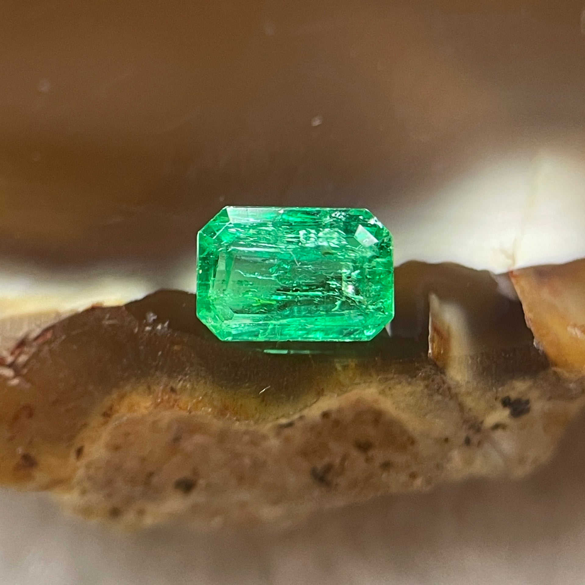 Natural Colombia Vivid Green Emerald (Beryl) Cut-Cornered Rectangular Step cut 0.41ct 5.7 by 3.8 by 2.3mm - Huangs Jadeite and Jewelry Pte Ltd