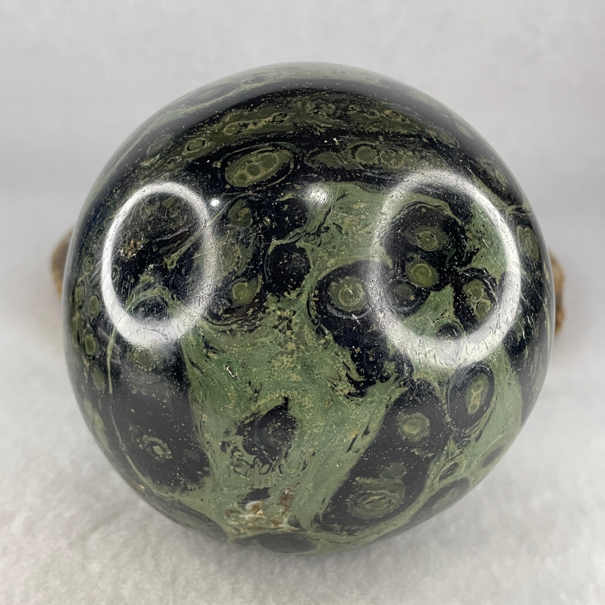 Natural Kambamba Jasper Sphere Ball Display with Custom Onyx Stand | Ancient Mystic Orb & Grounding Earth Shield (1,360.2g | 95.0x110.0mm | Anchor, Ancient Vitality, Environmental Tranquility & Wealth Growth)