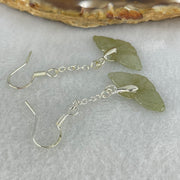 Type A Icy Brownish Green Jadeite Butterfly in S925 Sliver Earrings 2.43g 22.7 by 9.7 by 2.1mm - Huangs Jadeite and Jewelry Pte Ltd