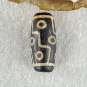 Natural Powerful Tibetan Old Oily Dark Brown with Yellowish White Agate 9 Eyes Dzi Bead Heavenly Master (Tian Zhu) 九眼天诛 6.62g 28.0 by 12.4mm - Huangs Jadeite and Jewelry Pte Ltd