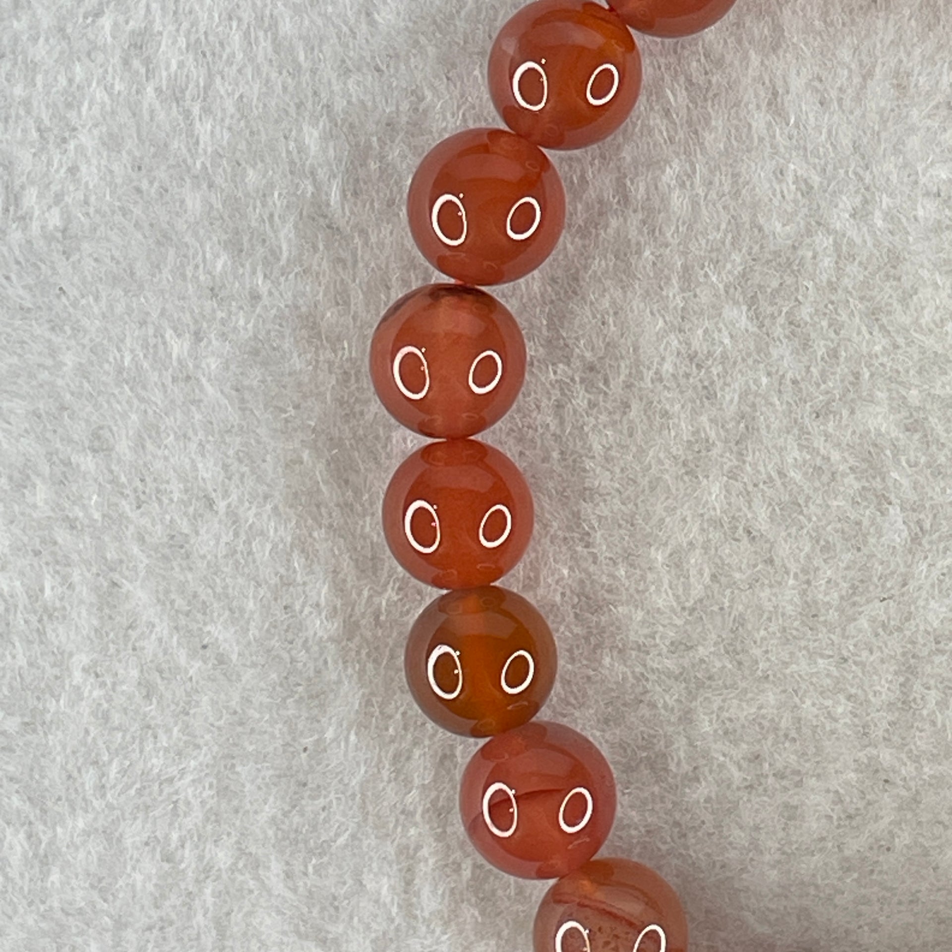 Natural Red Agate Beads Bracelet 16.91g 15cm 8.1mm 23Beads - Huangs Jadeite and Jewelry Pte Ltd
