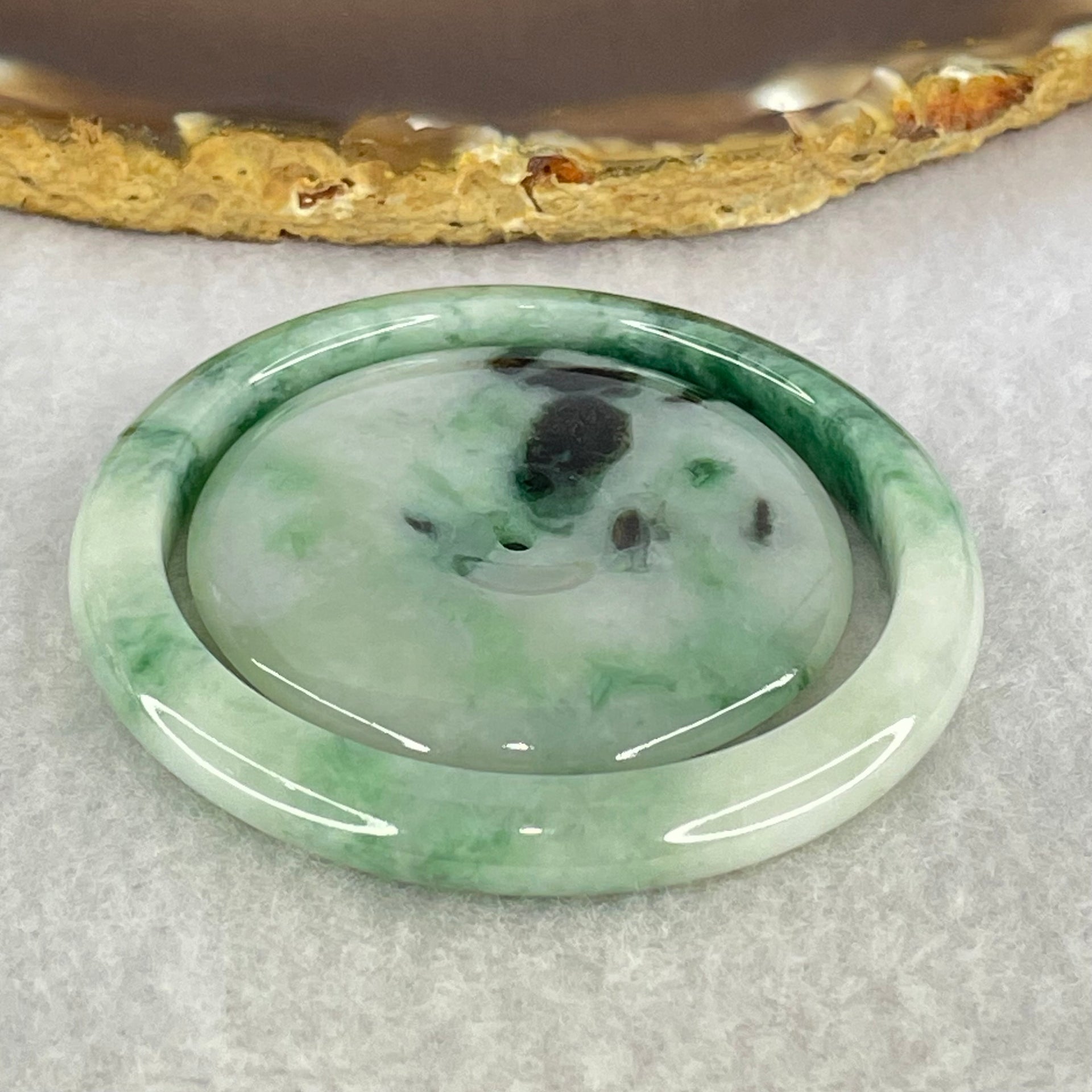 Type A Green Lavender with Green Piao Hua Jadeite Baby Bangle and Ping An Kou Donut Set 39.89g 6.5 by 6.0mm 42.7 by 6.6mm (very Slight Internal Line) - Huangs Jadeite and Jewelry Pte Ltd