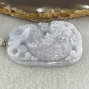 Natural Type A Lavender Jadeite Dragon Carp with Lotus Pendant | Transformation, Academic & Career Success Talisman (37.83g | 47.3 x 32.2 x 12.1mm) - Huangs Jadeite and Jewelry Pte Ltd