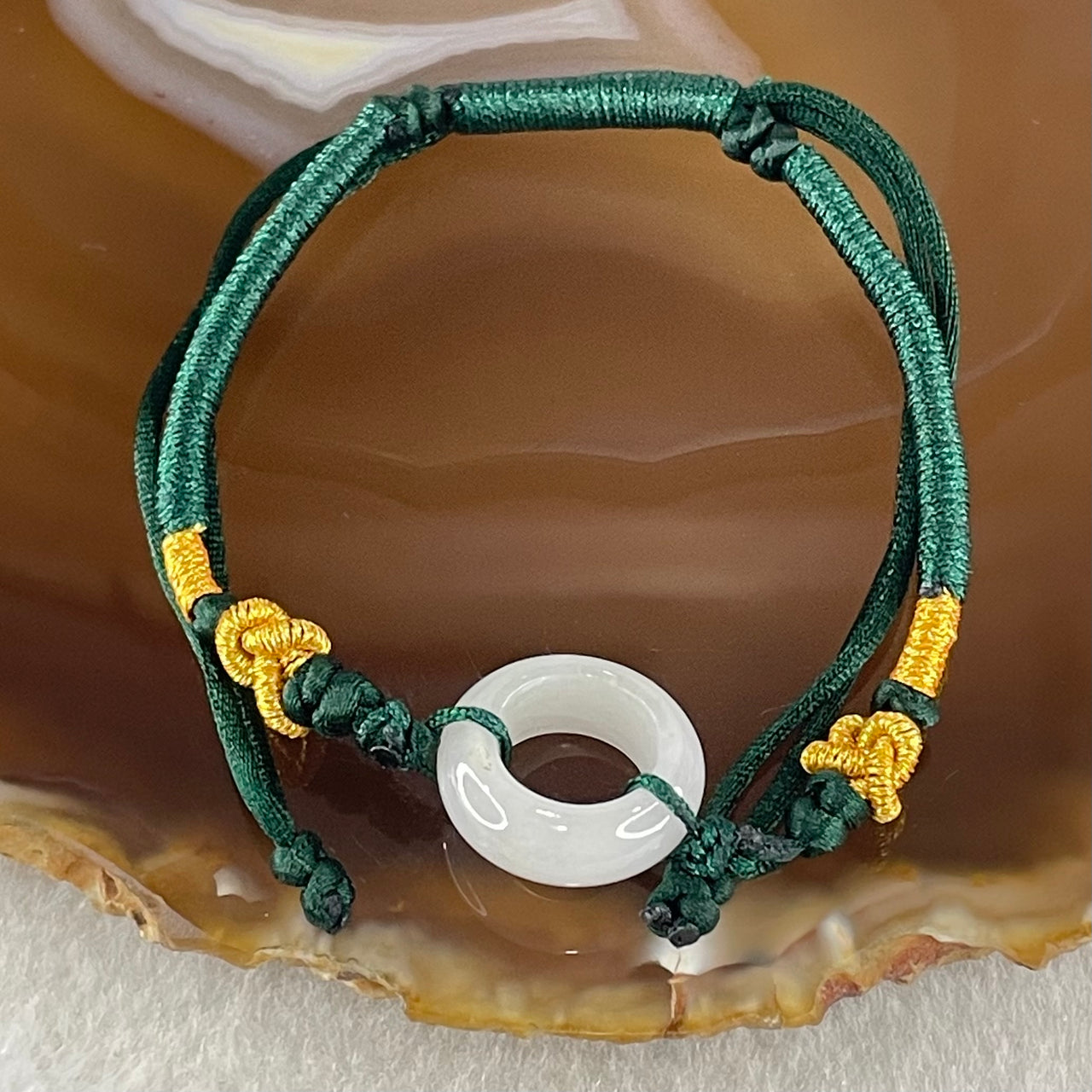 Type A Faint Lavender Jadeite Ping An Kou String Bracelet 2.90g 15.4 by 5.6mm - Huangs Jadeite and Jewelry Pte Ltd