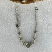 Type A Icy Blueish Green 6.8 by 4.0mm and Icy Green Omphasite Jadeite Cabochon With Crystals in S925 Sliver Bracelet 4.75g - Huangs Jadeite and Jewelry Pte Ltd