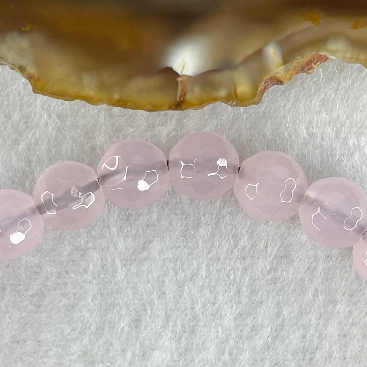 Natural Powerful Tibetan Old Oily Agate 2 Nectar Vessel Dzi Bead Heavenly Master (Tian Zhu) 花蜜容器天珠 38.7 by 11.4mm with Natural Faceted Rose Quartz Beads Bracelet 18.95g 14.5cm 7.7mm 18 Beads