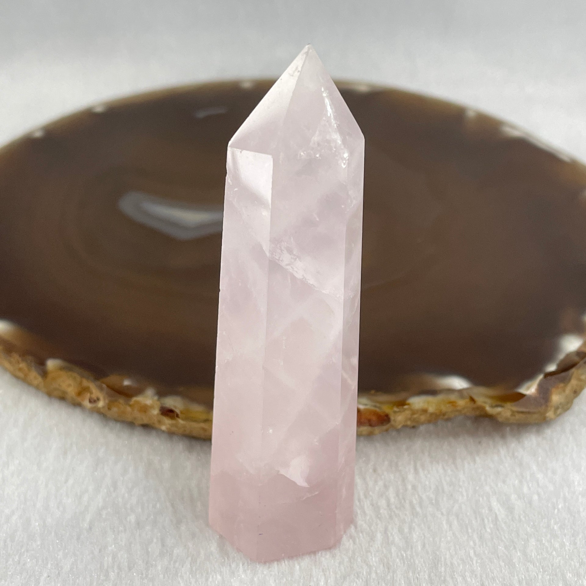 Natural Rose Quartz Tower Display 49.32g 79.1 by 23.9 by 16.3mm - Huangs Jadeite and Jewelry Pte Ltd