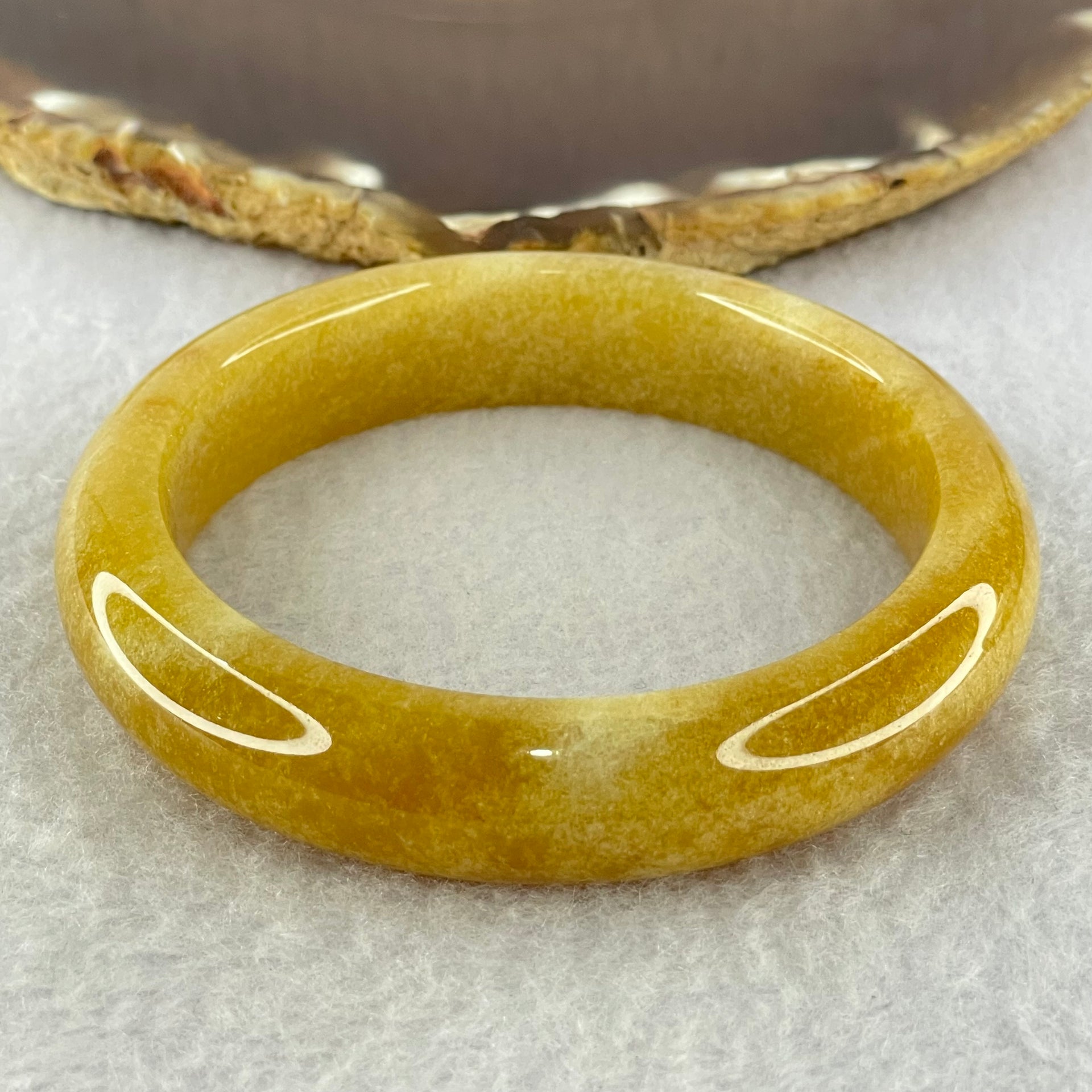 Yellowish Brown Sodium Feldspar Jade Bangle Internal Diameter 58.3mm 58.42g 14.0 by 10.2mm (Close to Perfect) - Huangs Jadeite and Jewelry Pte Ltd