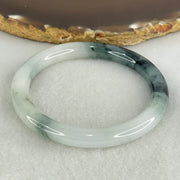 Type A Faint Green with Blueish Green Patches Jadeite Bangle Internal Diameter 53.2mm 31.33g 8.0 by 8.1mm (Internal Lines) - Huangs Jadeite and Jewelry Pte Ltd