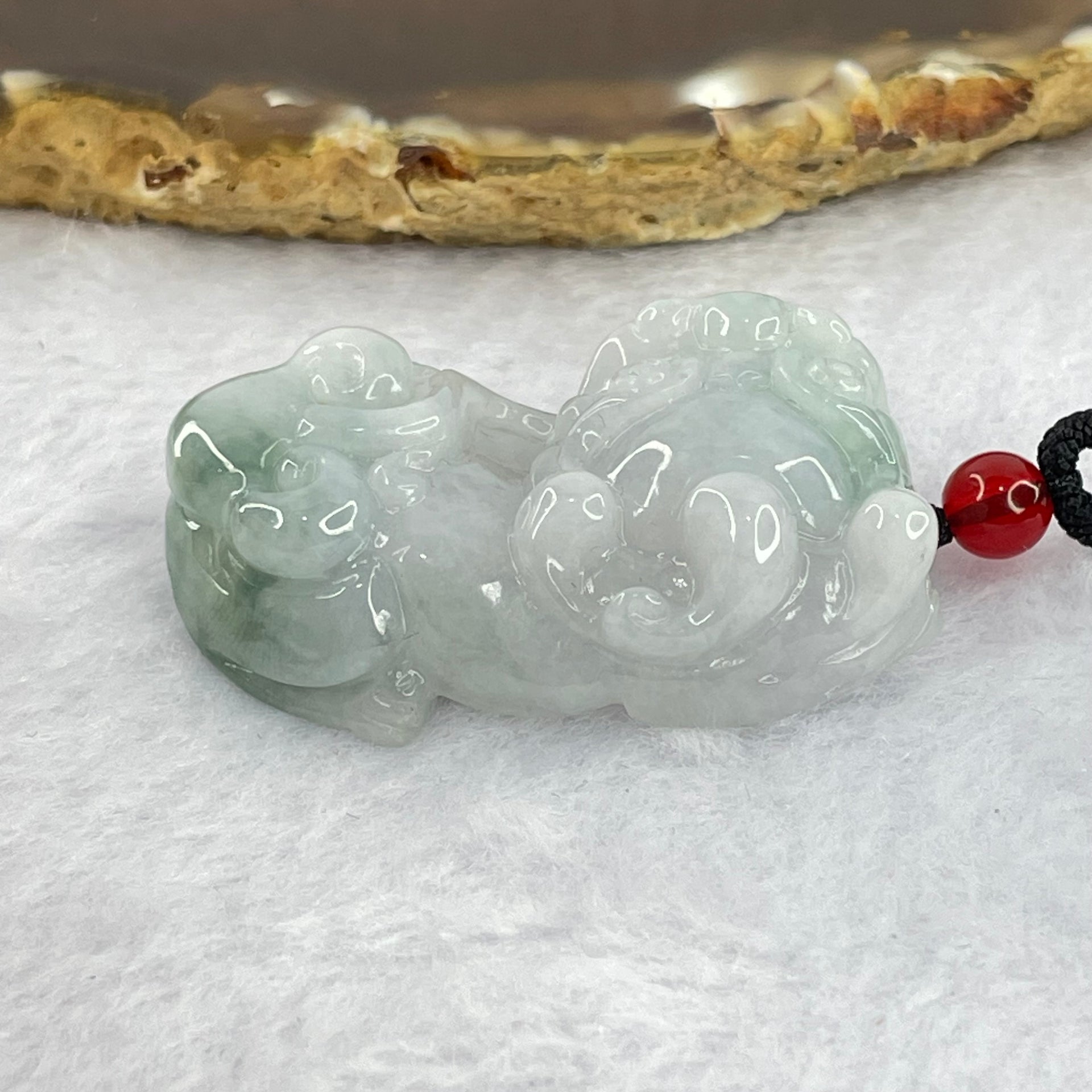 Type A Lavender Green Jadeite Pixiu Pendant 25.44g 42.1 by 24.5 by 12.5mm - Huangs Jadeite and Jewelry Pte Ltd