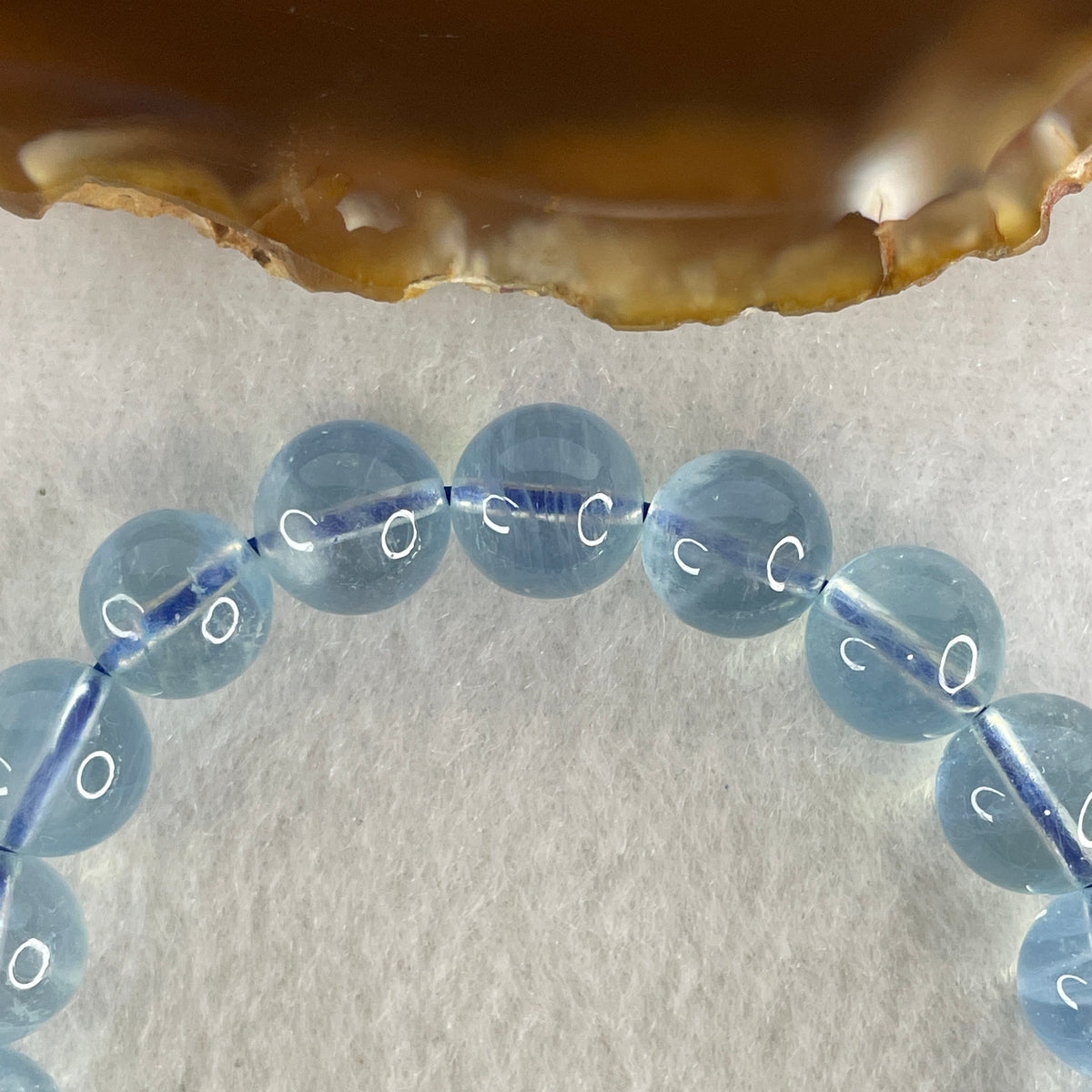 Certified Above Average Natural Aquamarine Beads Bracelet | 16cm with 19 Beads 10.3mm (28.24g | Ocean Blue Translucency | Throat & Third Eye Chakra Harmony, Tranquil Communication & Serene Wealth Shield)