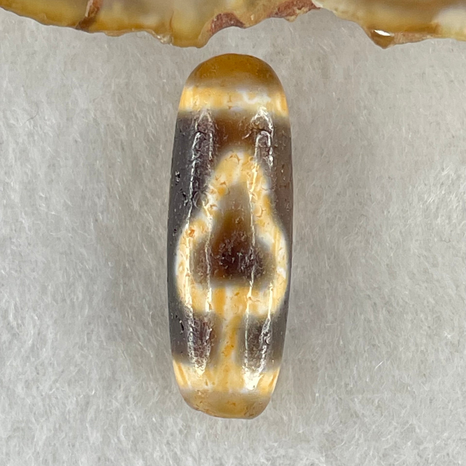 Natural Powerful Tibetan Old Oily Double Bodhi Tree Dzi Bead Heavenly Master (Tian Zhu) 菩提树天珠 3.35g 26.9 by 9.6mm - Huangs Jadeite and Jewelry Pte Ltd