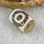 Natural Powerful Tibetan Old Oily Dark Brown With White Agate 3 Eyes Dzi Bead Heavenly Master (Tian Zhu) 三眼天诛 3.19g 15.7 by 10.8mm - Huangs Jadeite and Jewelry Pte Ltd