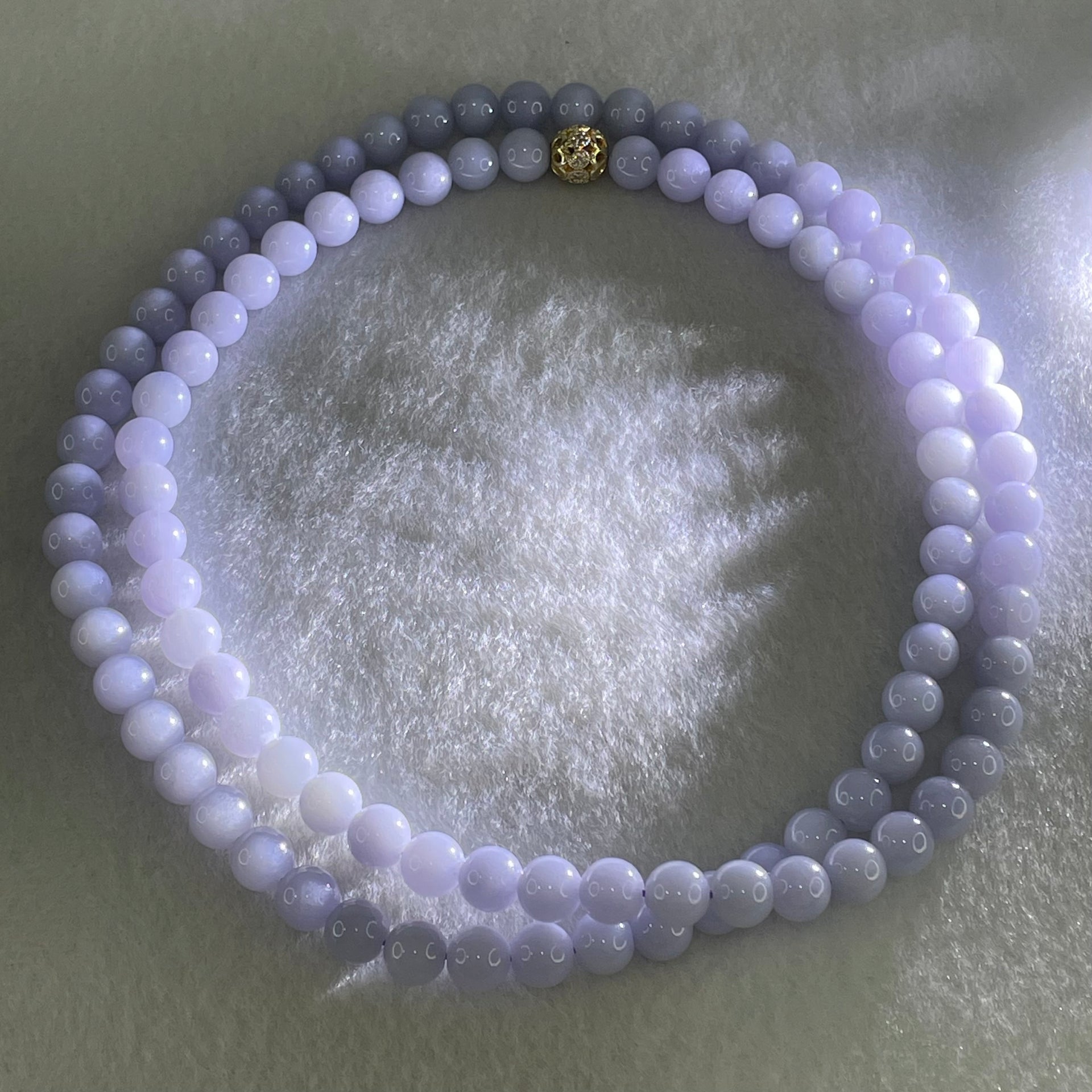 Type A Full Lavender Jadeite Beads Necklace 57.21g 66cm 7.0mm 98 Beads - Huangs Jadeite and Jewelry Pte Ltd