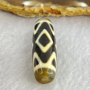 Natural Powerful Tibetan Old Oily Agate 3-Eye Vajra Dzi Bead Heavenly Master (Tian Zhu) 三眼天珠 10.20g 38.4 by 12.9mm - Huangs Jadeite and Jewelry Pte Ltd