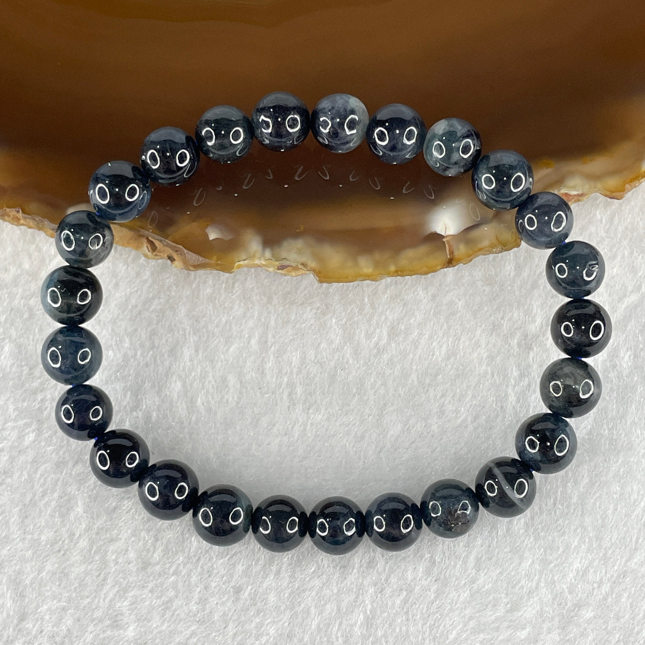 Above Average Grade Natural Blue Tourmaline Crystal Beads Bracelet 11.66g 14cm 6.9mm 25 Beads