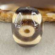 Natural Powerful Tibetan Old Oily Agate 3 Eyes Dzi Bead Heavenly Master (Tian Zhu) 三眼天诛 7.61g 20.1 by 16.1mm - Huangs Jadeite and Jewelry Pte Ltd