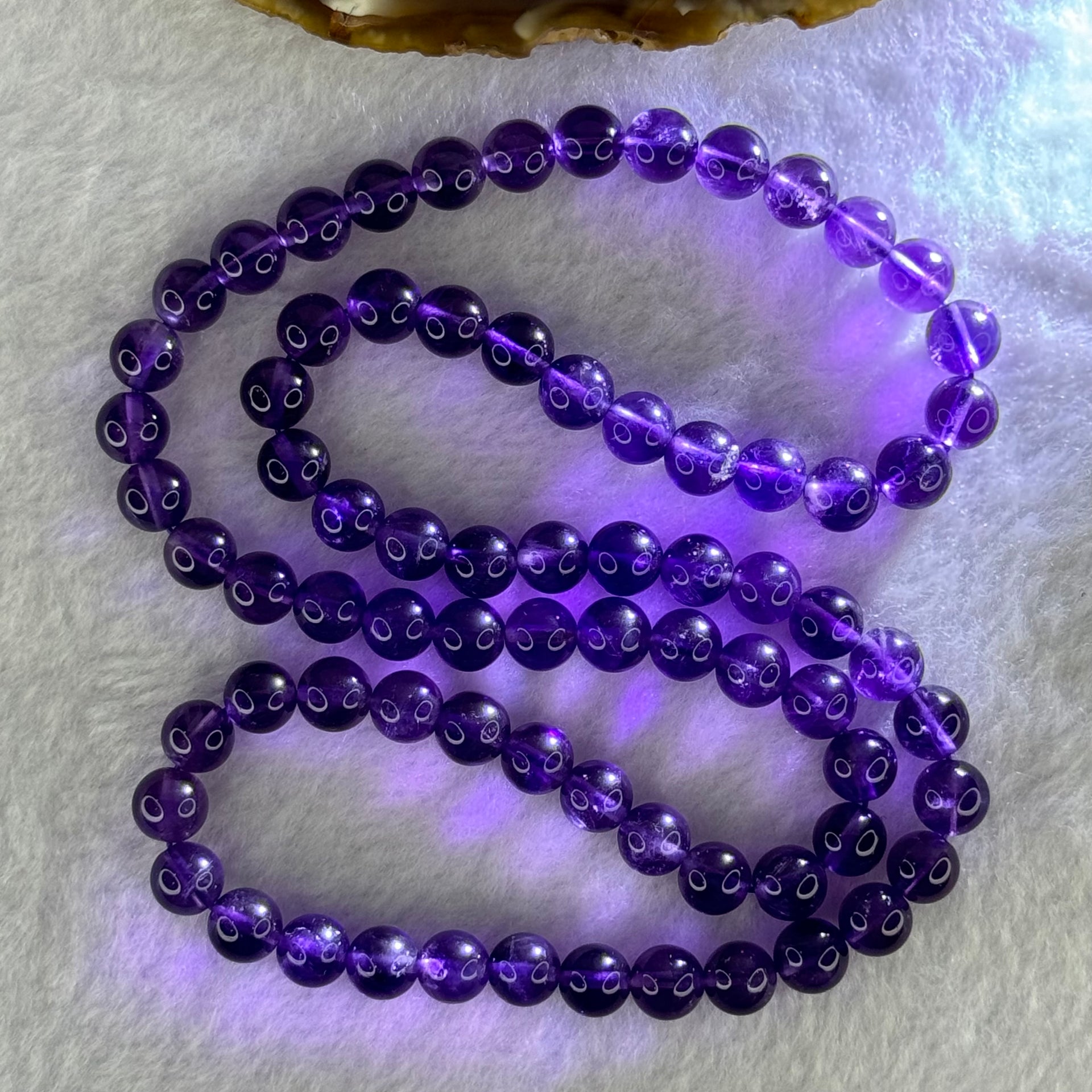 Good Grade Natural Amethyst Necklace 46.64g 53cm 7.8mm 75 Beads - Huangs Jadeite and Jewelry Pte Ltd