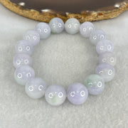 Good Grade Type A Lavender with Green Piao Hua  Jadeite Beads Bracelet 45.92g 16cm by 12.1mm by 16 Beads - Huangs Jadeite and Jewelry Pte Ltd