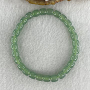 Natural Type A Semi Icy Light Blueish Green Jadeite Lulutong Beads Bracelet 16.01g 16cm 6.4mm 28 Beads - Huangs Jadeite and Jewelry Pte Ltd
