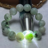 Unpolished Type A Mixed Green with Green Piao Hua with Slight Lavender Jadeite Beads Bracelet 86.79g 18.5cn 16.5mm 14 Beads - Huangs Jadeite and Jewelry Pte Ltd