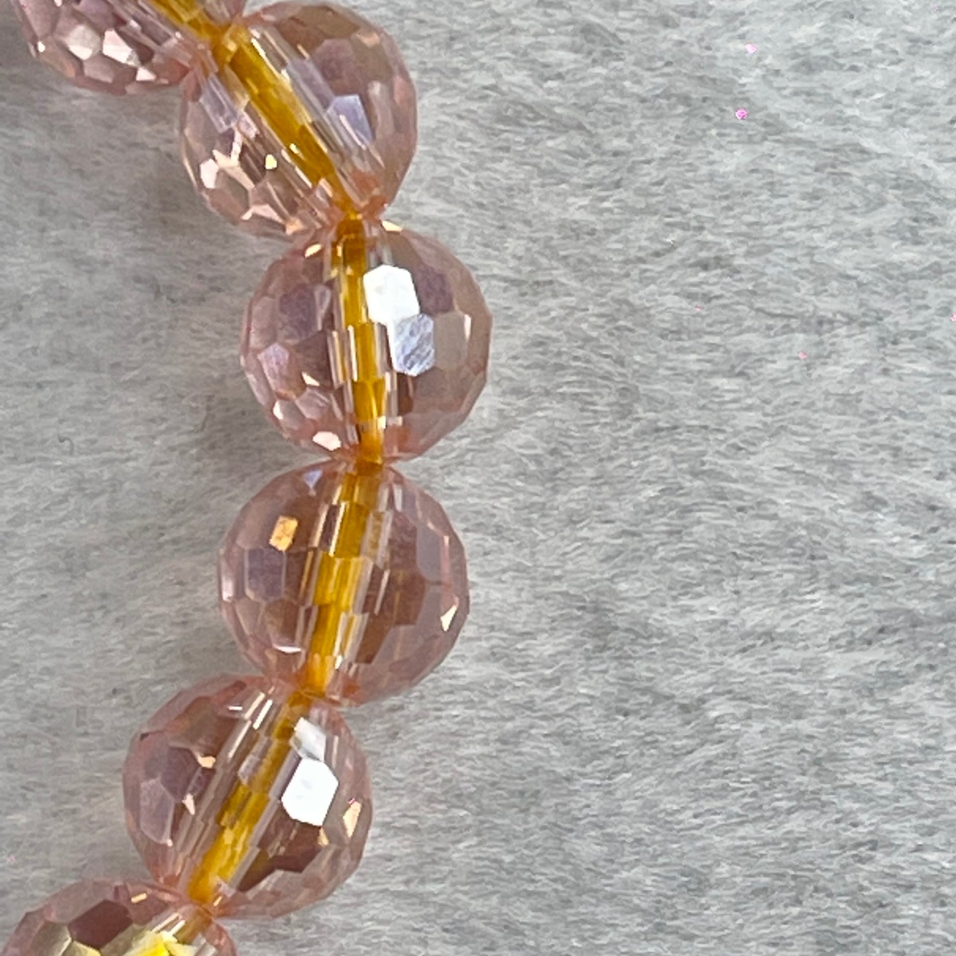 Pink Faceted Crystals Beads Bracelet 20.43g 14.5cm 9.9mm 19 Beads - Huangs Jadeite and Jewelry Pte Ltd