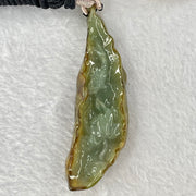 Type A Green and Brown Jadeite Lotus Flower and Koi Fish Pendent 21.41g 66.3 by 22.0 by 9.4mm - Huangs Jadeite and Jewelry Pte Ltd