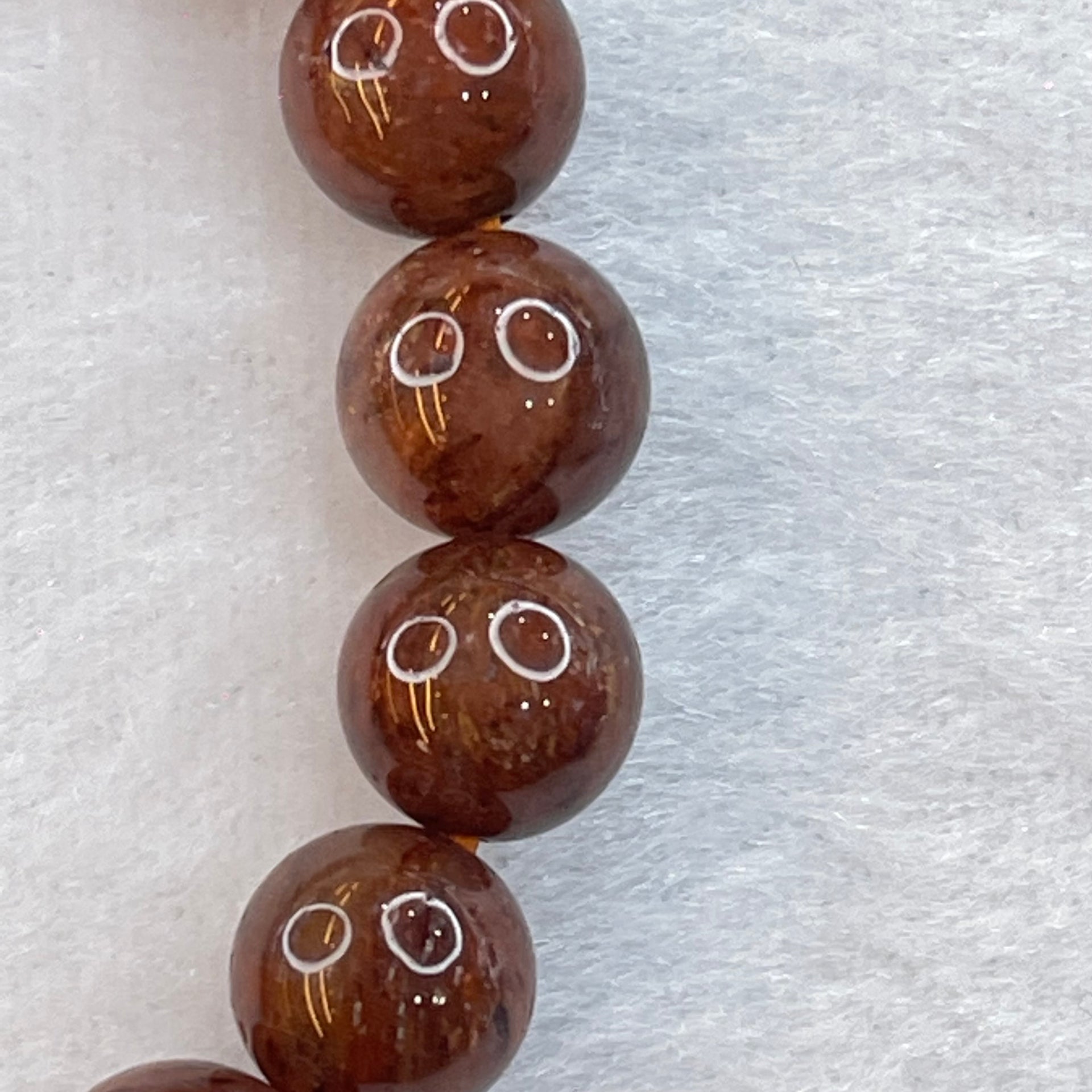 Natural Dark Red Phantom Quartz Bracelet 19.89g 14cm 9.2mm 19 Beads - Huangs Jadeite and Jewelry Pte Ltd