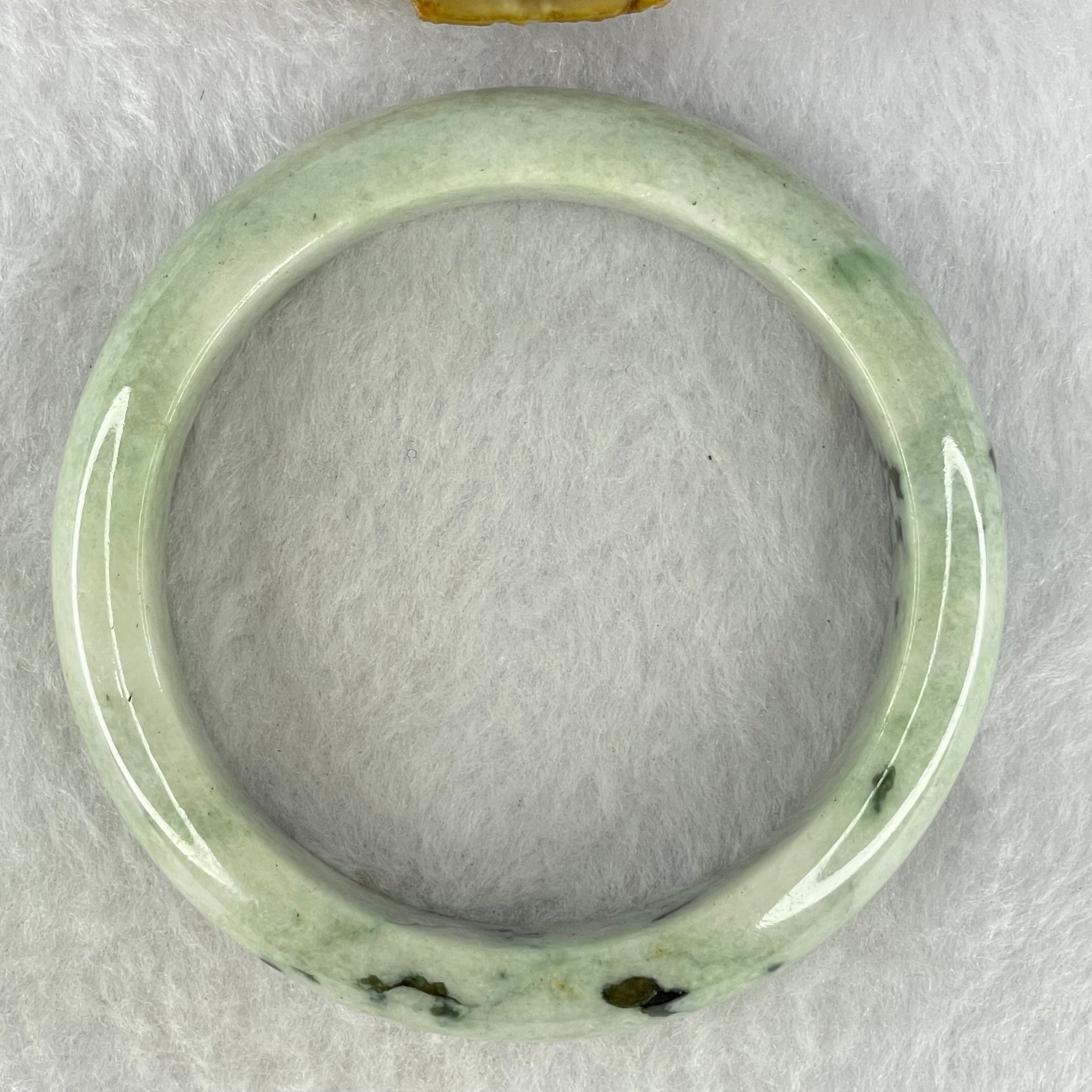 Type A Green with Moss Green Piao Hua Jadeite Bangle Internal Diameter 56.5mm 64.29g 14.4 by 8.7mm (Slight Internal Lines) - Huangs Jadeite and Jewelry Pte Ltd
