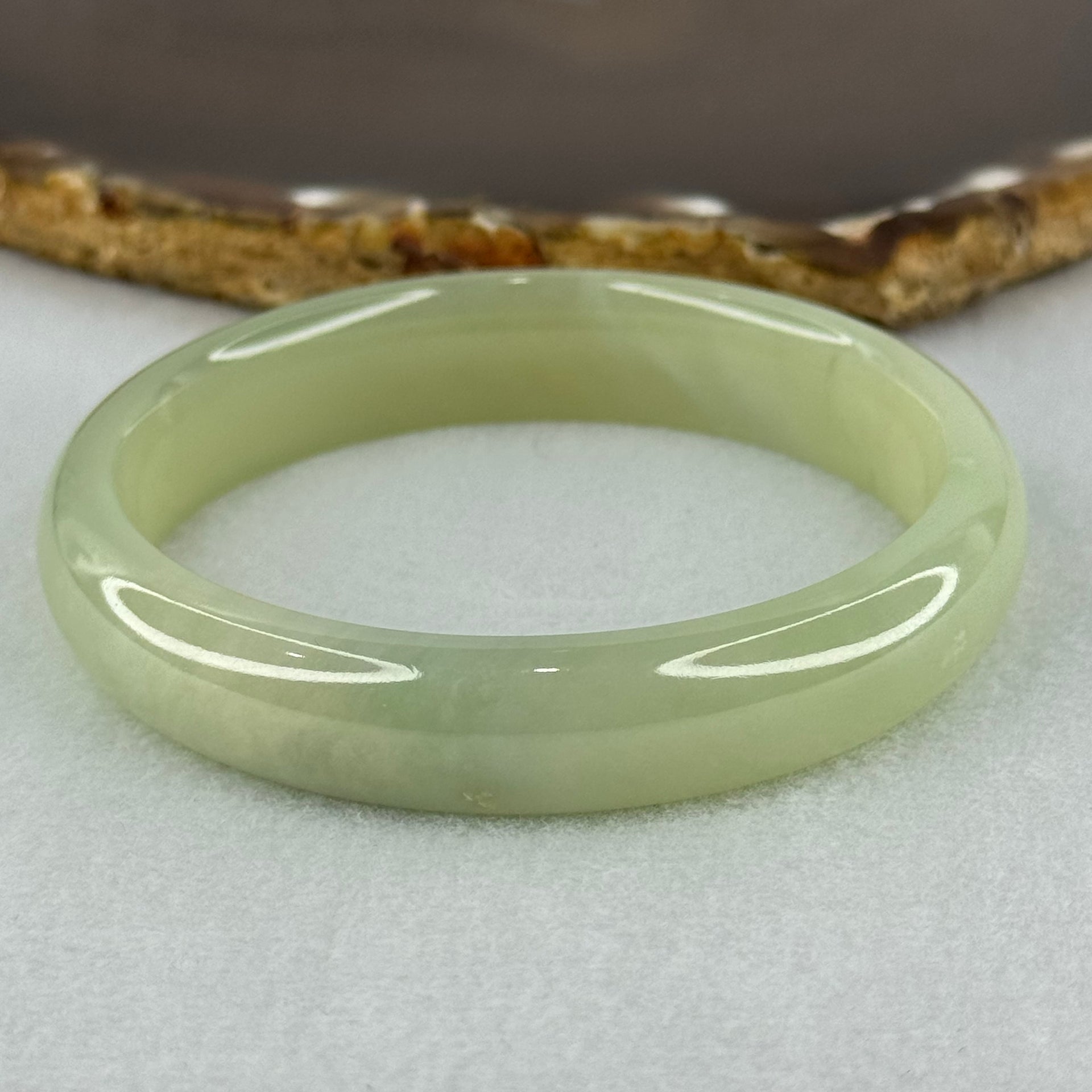 Type A Translucent Semi Icy Jelly Light Green Jadeite Bangle Internal Diameter 56.8mm 45.95g 12.6 by 7.0mm (Very Slight External Rough) - Huangs Jadeite and Jewelry Pte Ltd